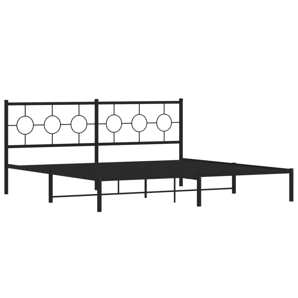 vidaXL Black Metal King Bed Frame - Industrial Style 76&quot;x79.9&quot; with Headboard, Sturdy Steel Construction & Extra Under-Bed Storage Space