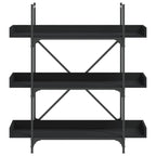 vidaXL Bookcase - 3-Tier Ample Storage Bookshelf with Adjustable Feet; Industrial Style Engineered Wood Book Stand in Black Finish; Measures 39.4"x13"x42.7"