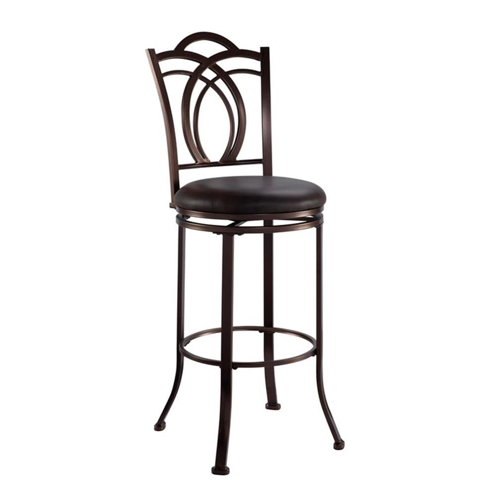 Linon Coffee Brown Metal Swivel 30 Bar Stool