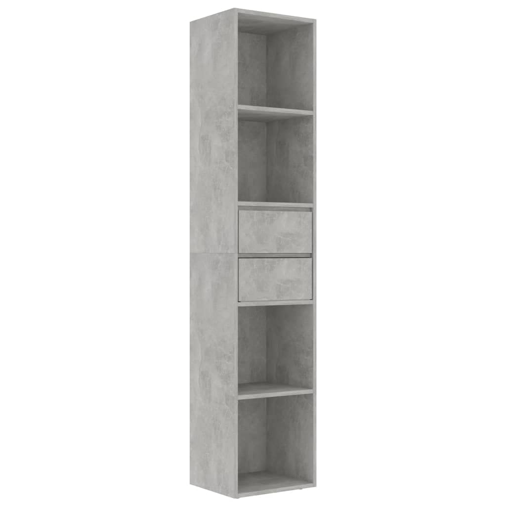 vidaXL Book Cabinet, Book Cabinet Open Shelf Bookcase, Wall Bookshelf for Living Room, Shelving Unit, Scandinavian, Concrete Gray Engineered Wood