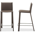 Baxton Studio 2 Piece Crawford Modern and Contemporary Leather Upholstered Counter Height Stool, Taupe