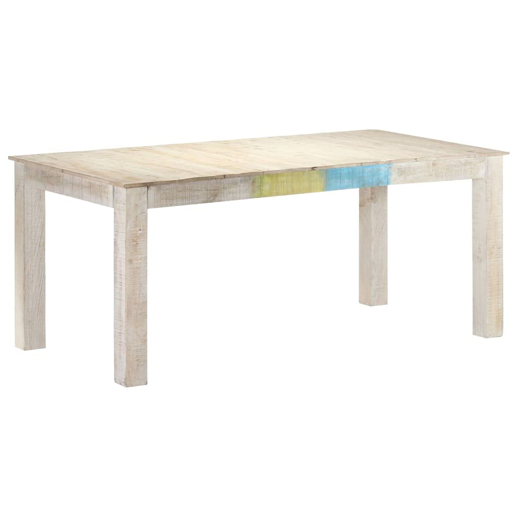 vidaXL Solid Mango Wood Dining Table - Durable, Whitewash Finish, Versatile Use, Unique Wood Grains, Easy Assembly, 70.9&quot; x 35.4&quot; x 29.9&quot;