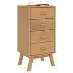 vidaXL Olden Brown Solid Pine Wood Bedside Cabinet - 4-Drawer Nightstand with Wooden Feet, Wax Finish, Scandinavian Bedroom Storage