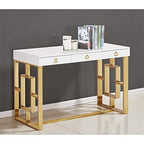 Best Master Furniture Brooks Contemporary 3-Drawer Writing Desk, Gold