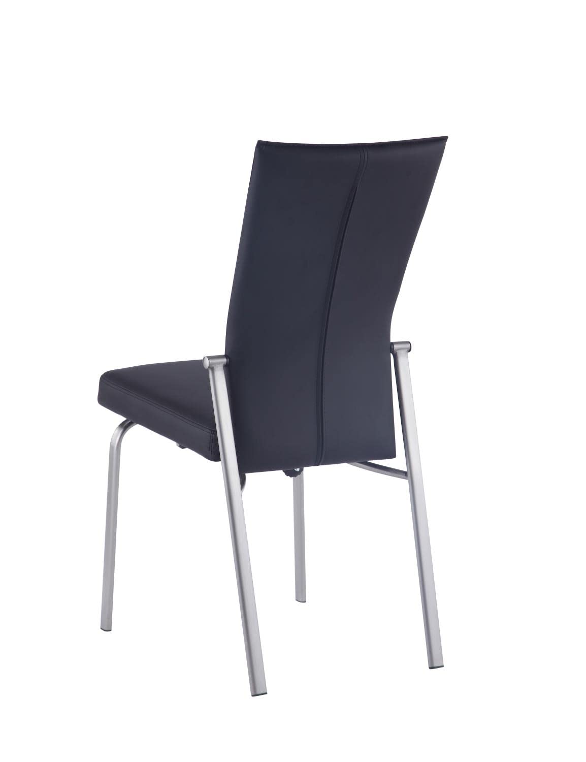 Chintaly Imports Molly MotionBack Faux Leather Side Chair in Black (Set of 2)