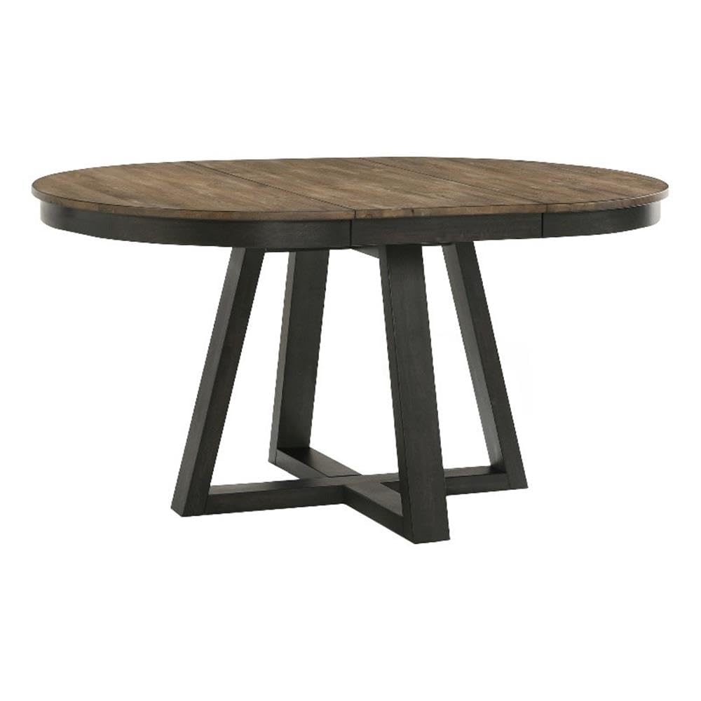 Intercon Harper Round Dining Table with Trestle-Styled Base, Brushed Brown & Pecan