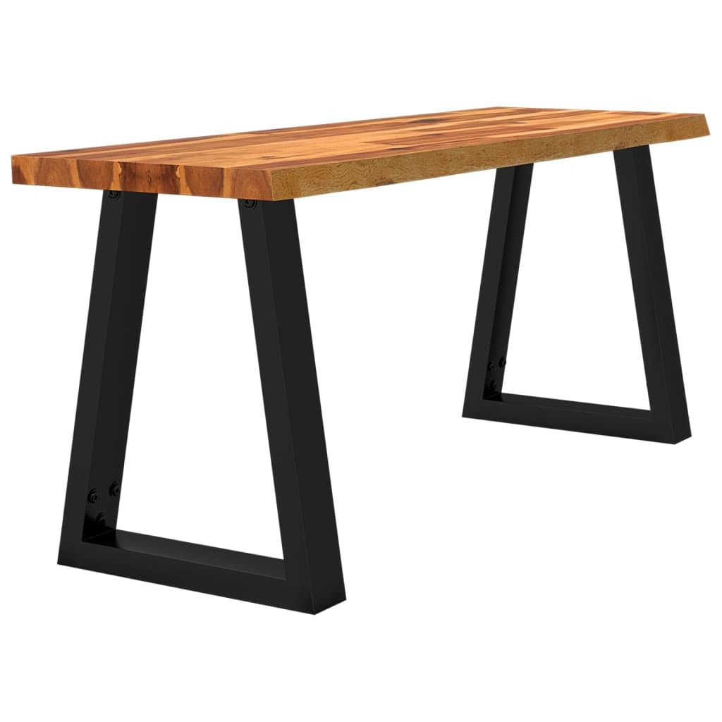 vidaXL Live Edge Solid Acacia Wood Bench with U-Shaped Steel Legs for Dining Room, Living Room, Hallway – 43.3&quot;x13.8&quot;x17.7&quot;