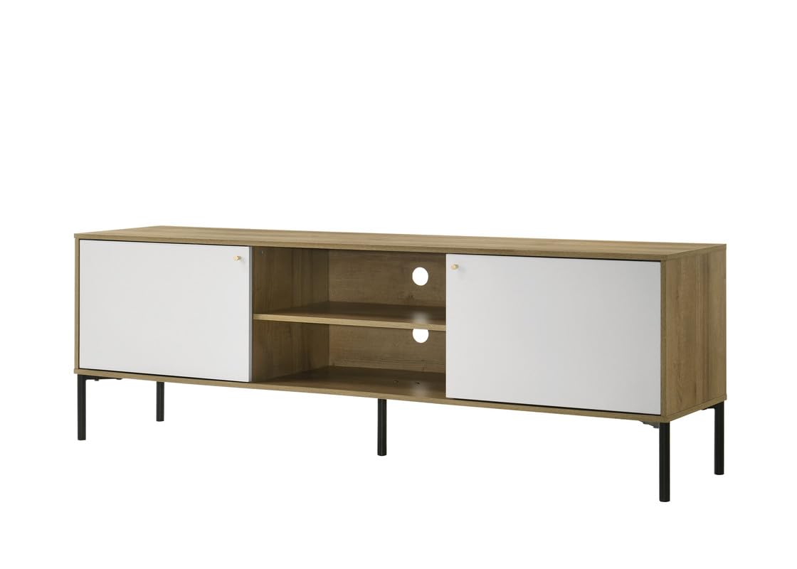 LILOLA LIVING Burke 70&quot; W White and Oak 2-Door TV Stand