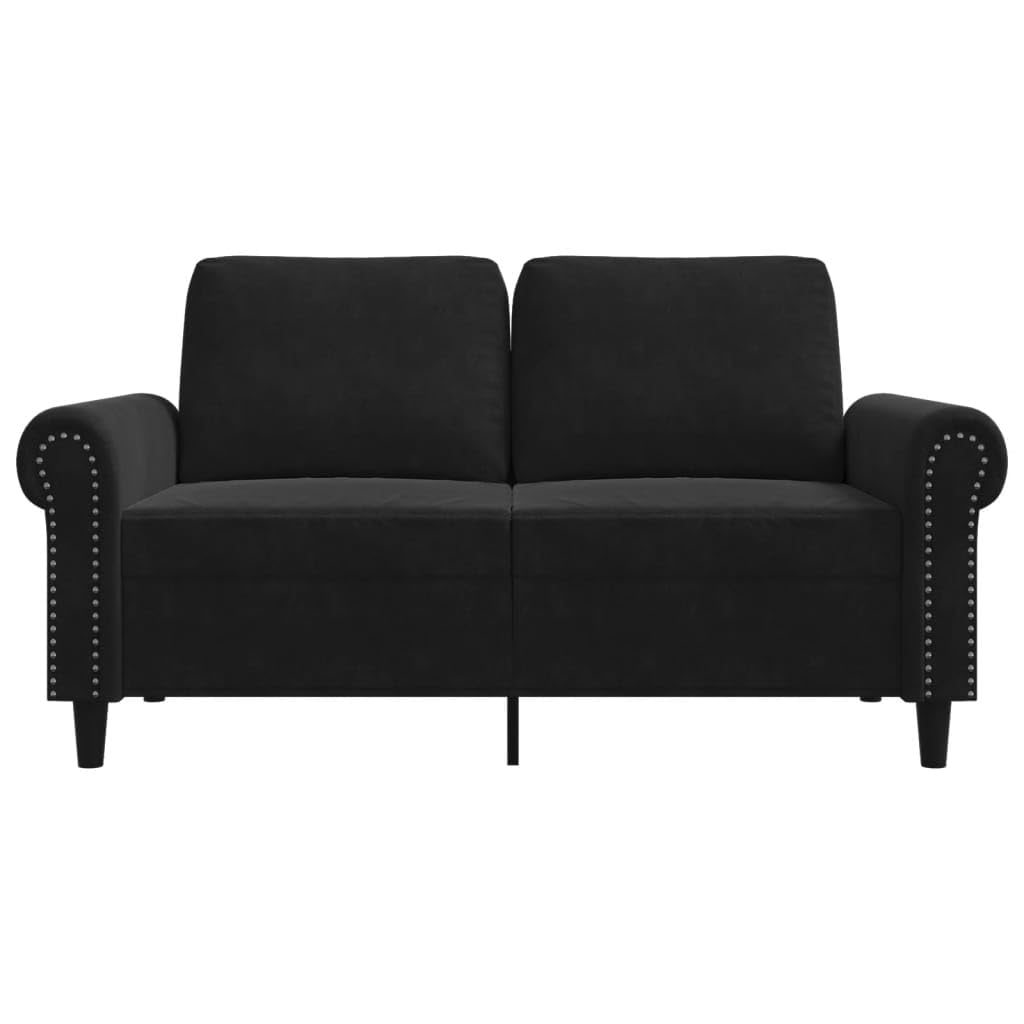 vidaXL 2-Seater Sofa in Luxurious Black Velvet with Metal Frame - Comfortable Foam Filling; Chic, Modern Design for Living Room or Office Lounge