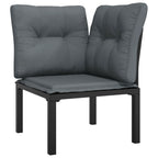 vidaXL Patio Lounge Set 6 Piece, Outdoor Patio Furniture with Coffee Table, Conversation Set with Footstool, Modern Style, Black and Gray Poly Rattan
