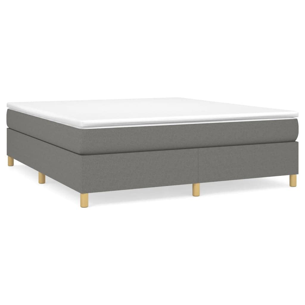 vidaXL King Size Box Spring Bed Frame - Engineered Wood - Dark Gray - 100% Polyester Fabric - Modern Style Double Bed - 76&quot;x79.9&quot; Suitable Mattress Size