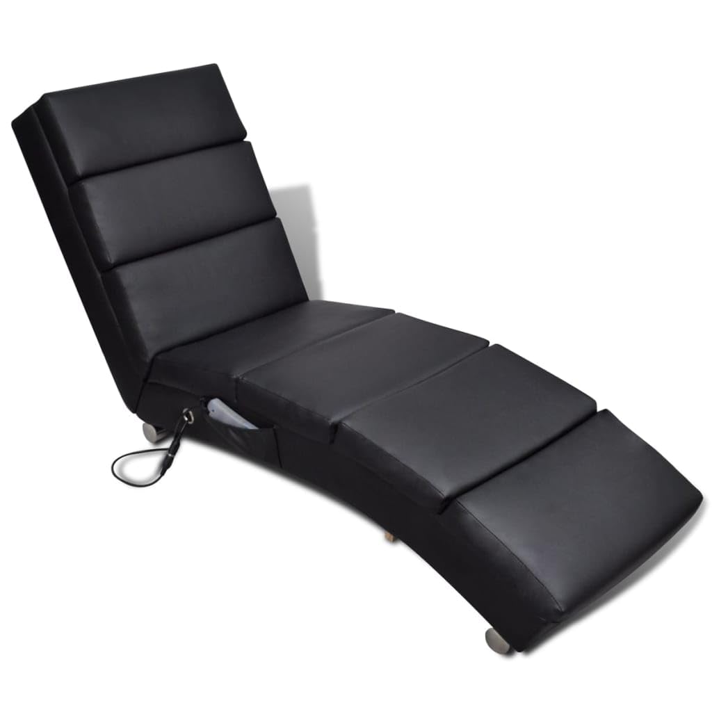vidaXL Reclining Massage Lounger Black Faux Leather Furniture Armchair
