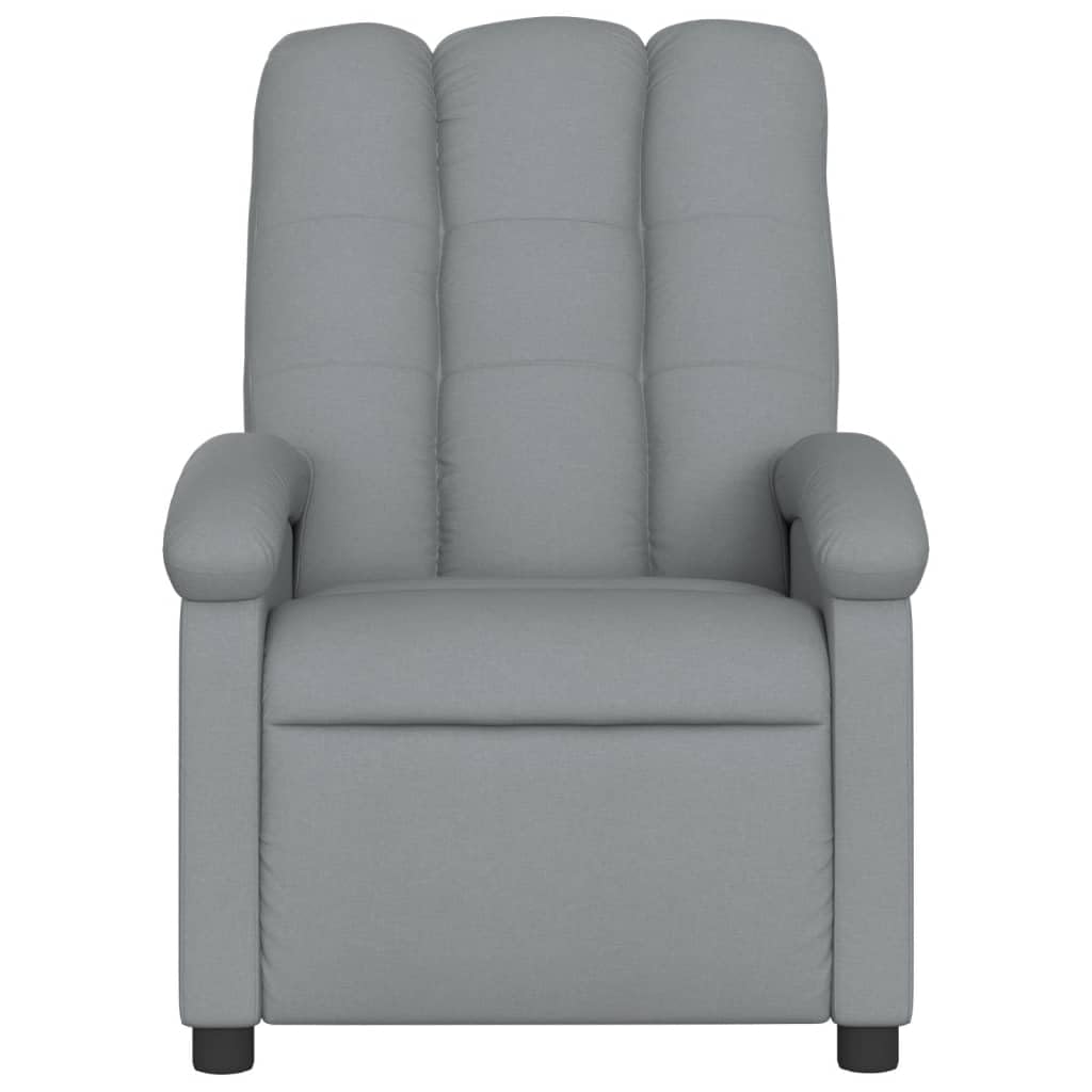 vidaXL Massage Recliner Chair - Manual Light Gray Fabric Lounge Seat with 6-Point Vibration, USB Powered, Adjustable Footrest & Backrest, Side Pocket - Ideal for Living Room, Bedroom, Office