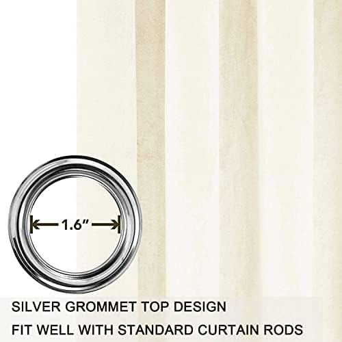 Smiletime Ivory White 72 In Long Velvet Curtains With Grommet, Thermal Insulated Super Soft Privacy Noise Reducing Light Blockin