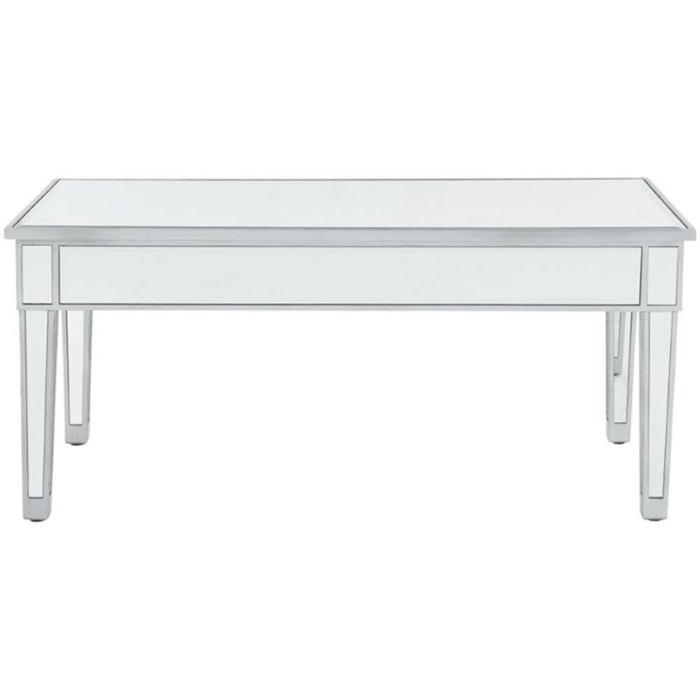 Elegant Decor Reflexion 40&quot; Modern Mirrored Coffee Table in Antique Silver
