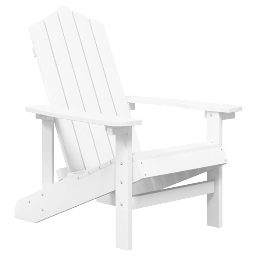 vidaXL Weather-Resistant Adirondack Patio Chair - Durable HDPE White Garden Armchair with Steel Frame, Easy to Maintain, Comfortable Design, Suitable for All Weather Conditions