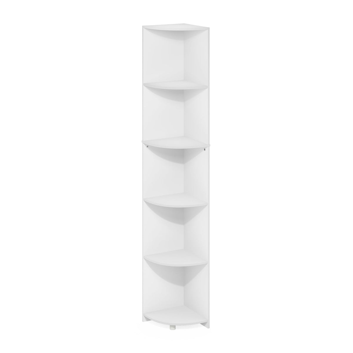 Furinno Econ 5-Tier Corner Shelf Bookcase, Bookshelf, White