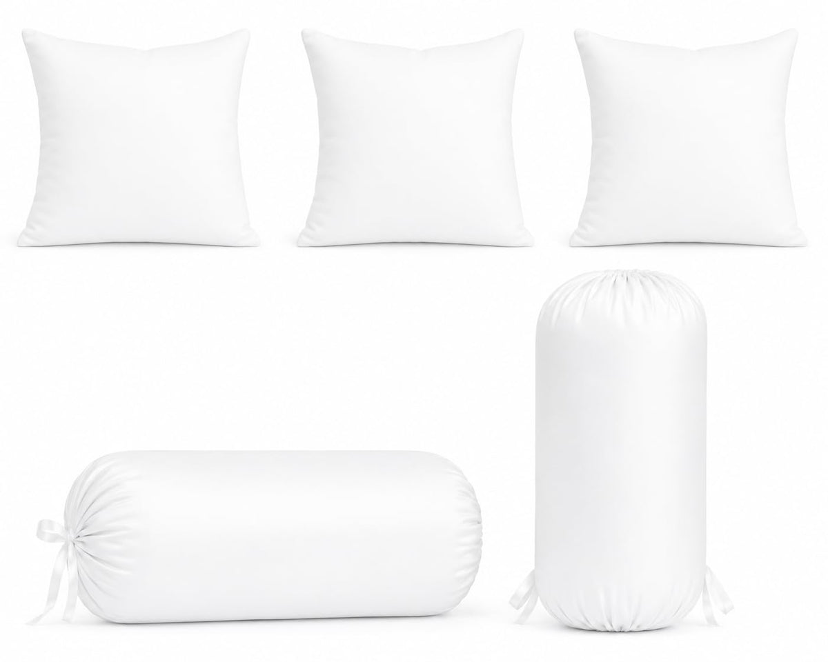 Wecroo Cotton Cushion Cover And Bolster Set Soft Cotton Blend Decorative Pillow Covers | Envelope Closure Cushion Covers & Tie C
