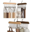 8 Hook Adjustable Wooden Hanger For Clothes, Belts, Ties, Scarves, And Accessories, SpaceSaving Closet Organizer, Multifunction