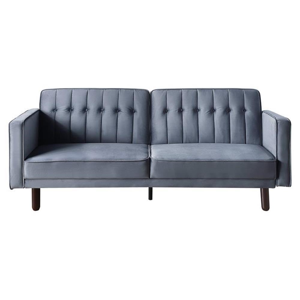 Acme Qinven Tufted Velvet Upholstery Adjustable Sofa with Track Arm in Dark Gray