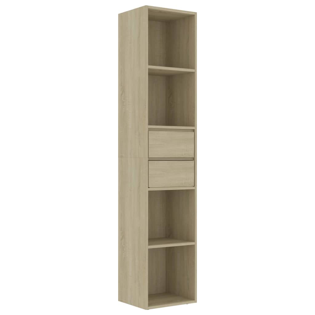 vidaXL Book Cabinet, Book Cabinet Open Shelf Bookcase, Wall Bookshelf for Office Living Room, Shelving Unit, Scandinavian, Sonoma Oak Engineered Wood