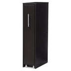 Baxton Studio Lindo Wood Bookcase with One Pulled Out Door Shelving Cabinet, Dark Brown