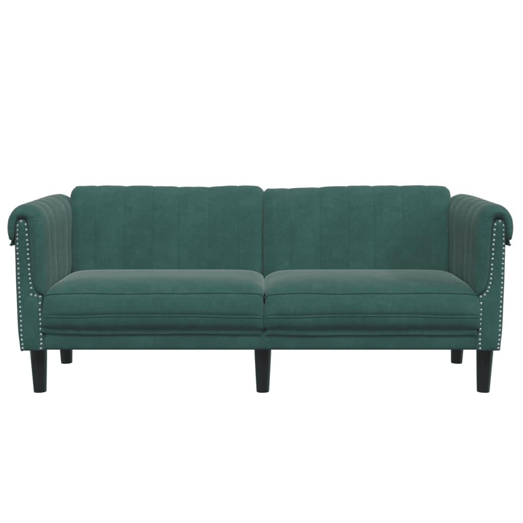 vidaXL Dark Green Velvet 2-Seater Sofa - Upholstered Loveseat for Living Room/Lounge/Occasional Couch - Modern Elegant Design Comfortable Seating (71.7 x 30.3 x 29.1 inches)