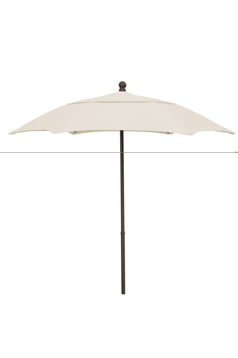 Fiberbuilt 7.5' Hex Patio Umbrella 6 Rib Push Up Champagne Bronze with Natural Spun Poly Canopy