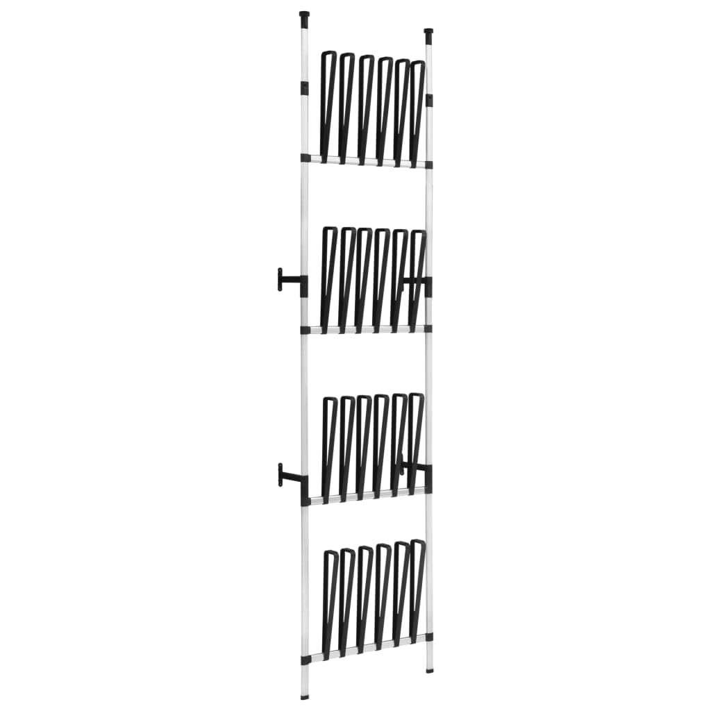 vidaXL Adjustable Aluminum Telescopic Boot Rack with Rods – Space-Saving Shoe Storage – Durable and Sturdy Design - Easy Assembly – Silver and Black