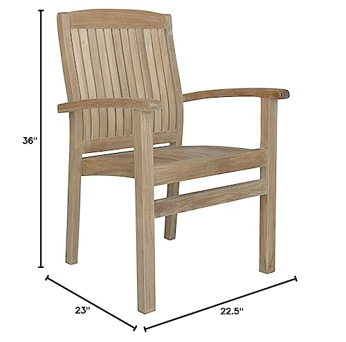 Anderson Teak CHS-022 - No Cushion Sahara Stackable Dining Armchair