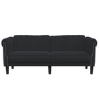 vidaXL Black Velvet 2-Seater Upholstered Loveseat - Modern Couch for Office/Living Room, Comfortable Padded Seating with Stable Wooden Legs