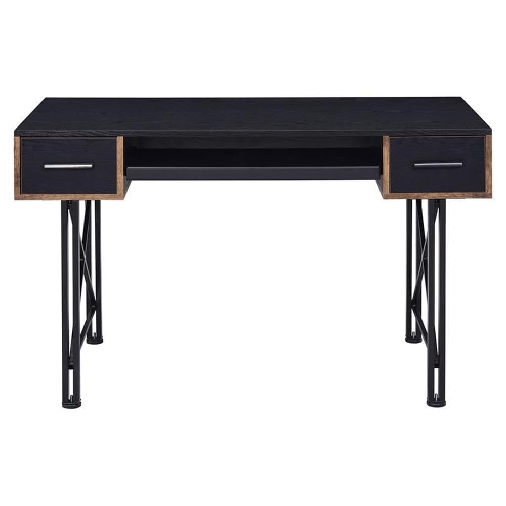 Acme Settea Wooden Top Computer Desk with 2 Drawers and Keyboard Tray in Black