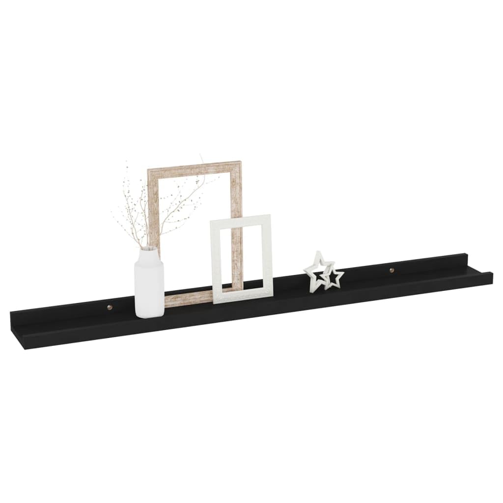 vidaXL Modern Black Wall Shelves- Durable MDF Construction, Set of 4, Stylish and Versatile, Easy to Clean.