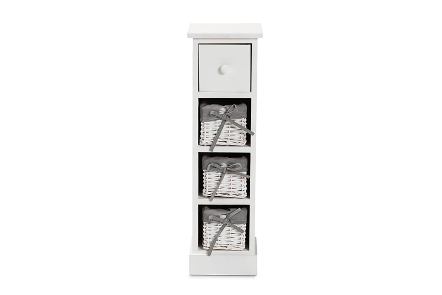 Baxton Studio Abriella Grey and White Finished Wood Storage Unit with Baskets