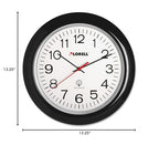 Lorell Wall Clock With Arabic Numerals, 13-1/4-Inch, White Dial/Black Frame