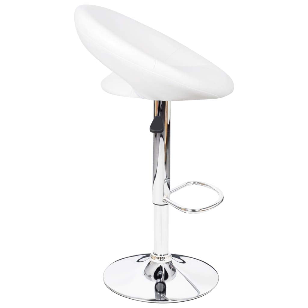 vidaXL Set of 2 Adjustable Height Bar Stools in White Faux Leather -Modern Design-Ergonomically Shaped with Iron Footrest