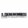 vidaXL 8 Piece Patio Lounge Set with Cushions in Modern White Steel Design for Garden, Poolside, Deck, Patio or Other Outdoor Spaces