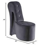 Best Master Furniture Tristram 19" Velvet High Heel Shoe Chair in Gray