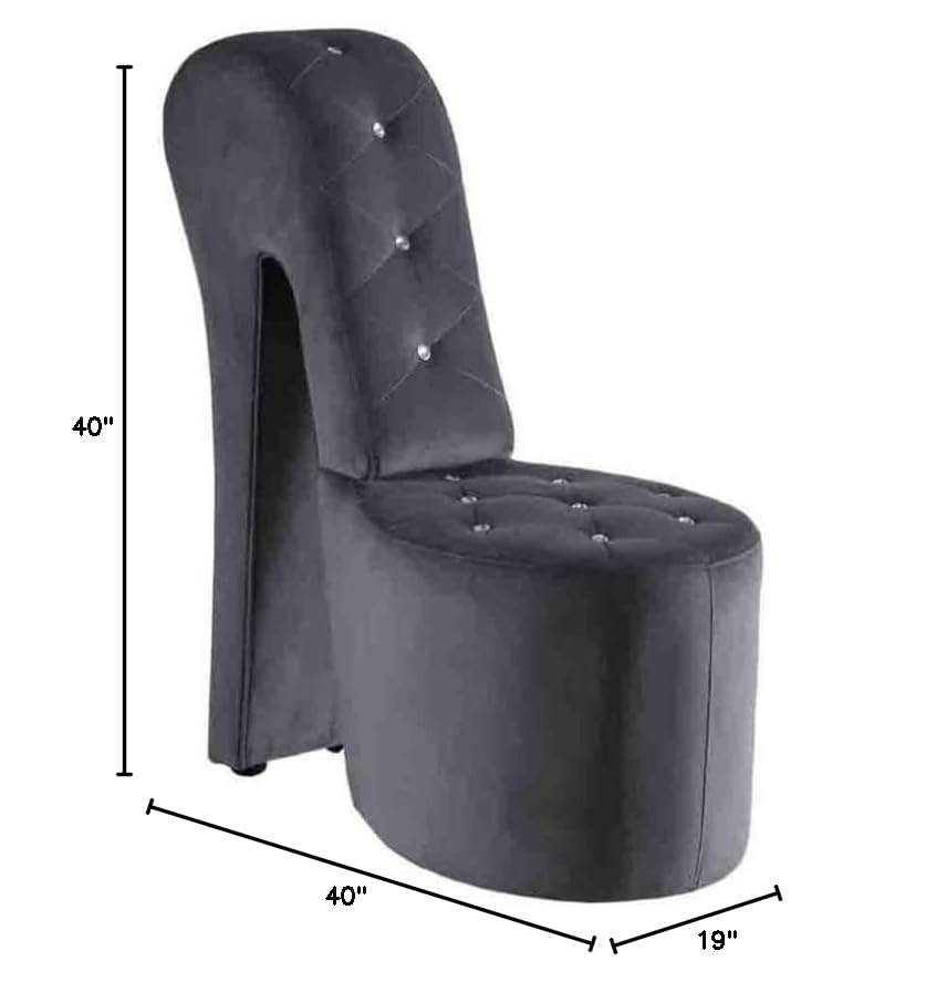 Best Master Furniture Tristram 19" Velvet High Heel Shoe Chair in Gray