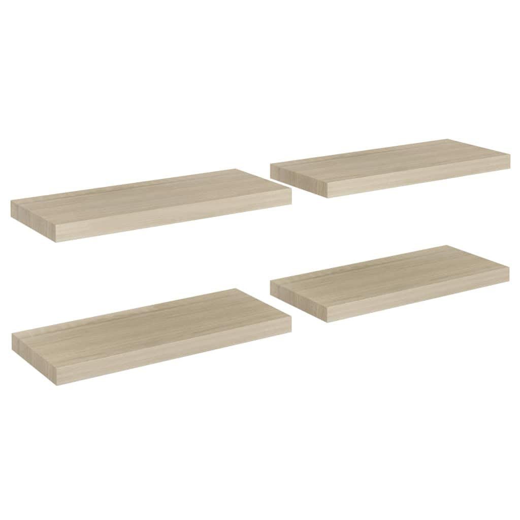 vidaXL Floating Wall Shelves, Set of 4, Stylish Modern Home Storage Display, 23.6x9.3x1.5, Honeycomb MDF and Metal Frame, Easy Mounting, Oak Color