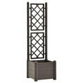 vidaXL Garden Raised Bed with Trellis, Raised Bed for Flowers and Plants, Planter with Drainage Hole, Outdoor and Indoor Use, An