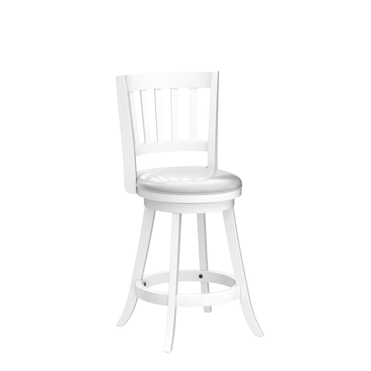 Monarch Specialties I 1239 Bar Stool, Set of 2, Swivel, Counter Height, Kitchen, Wood, Pu Leather Look, White, Grey, Transitional