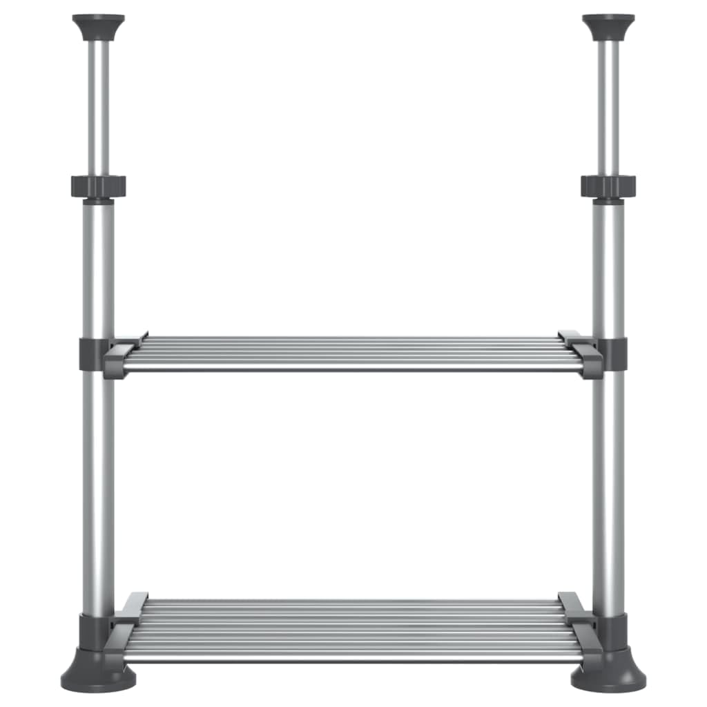 vidaXL Adjustable Kitchen Shelf in Elegant Silver – Sturdy Aluminium Frame Kitchen Rack with Ample Storage Space – User-Friendly and Easy Assembly Required