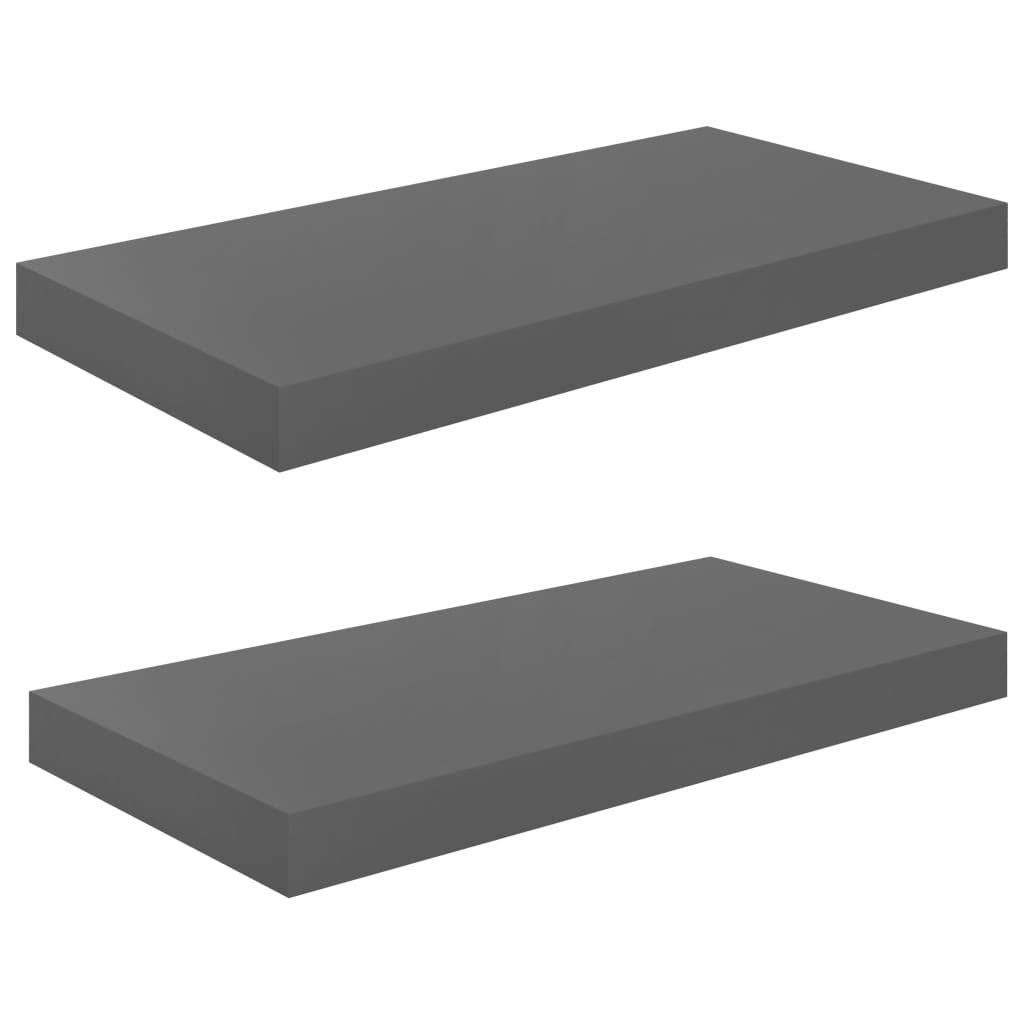 vidaXL High Gloss Floating Wall Shelves - Stylish Gray Honeycomb MDF Wall Display Shelves, Set of 2 - Size 19.7&quot;x9.1&quot;x1.5&quot; - Easy to Install and Durable