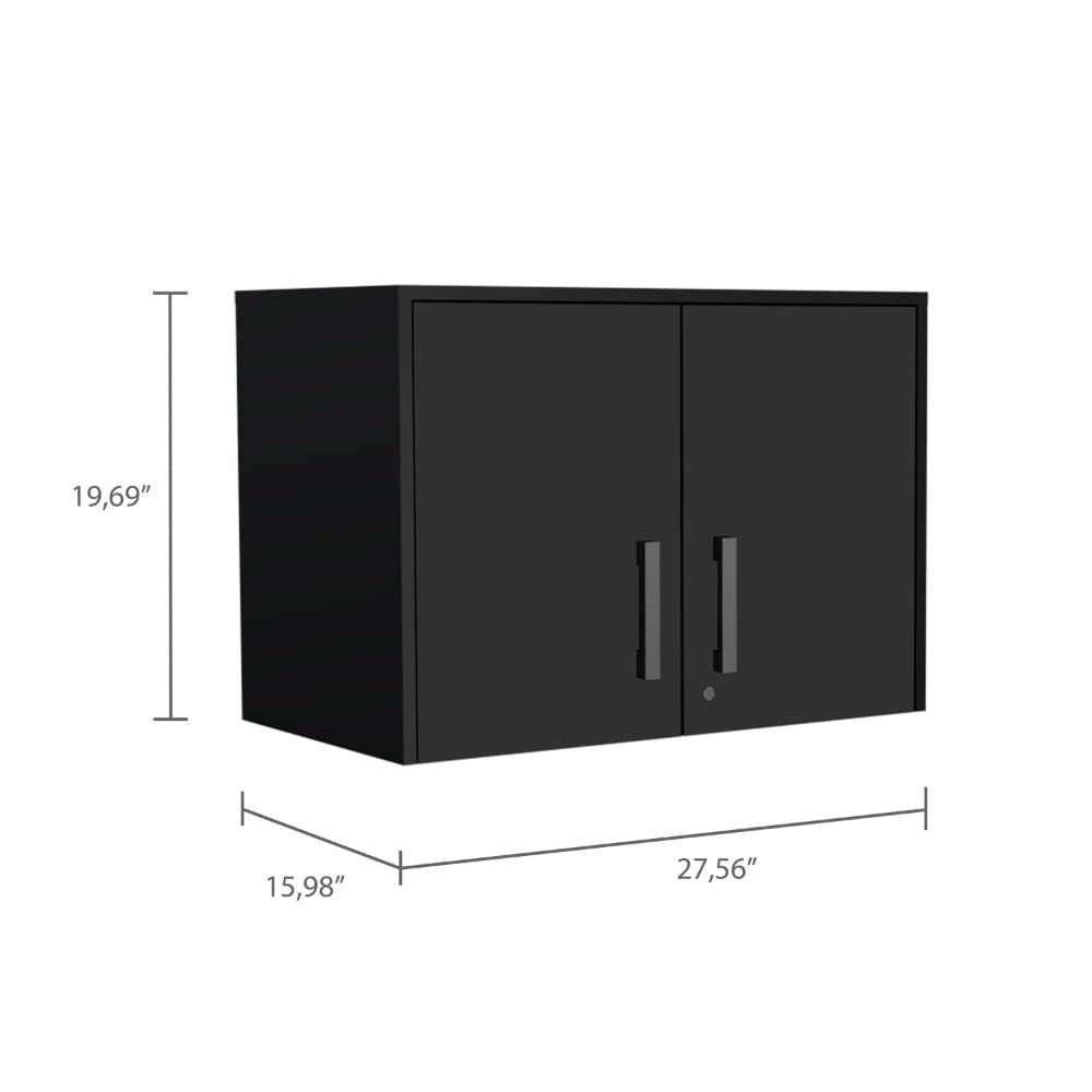 Depot E-Shop Wall Storage Cabinet 20&Quot; H, 2 Doors, 3 Internal Shelves, Black, Modern