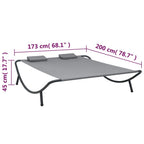 vidaXL Outdoor Patio Lounge Bed - Anthracite - Fabric and Powder-Coated Steel Frame - Easy Maintenance - Includes 2 Pillows