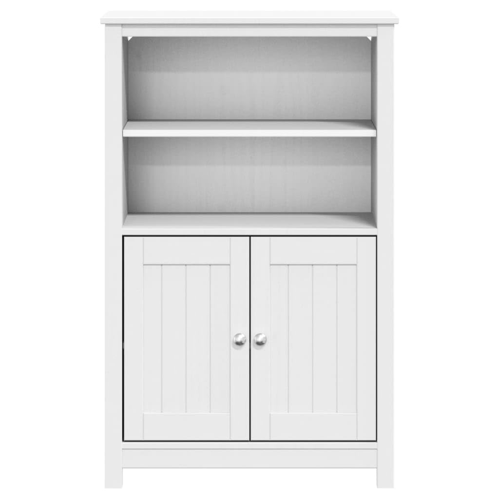 vidaXL Berg White Bathroom Cabinet - Spacious Storage with 4 Shelves and 2 Doors, Smooth UV-Painted Finish, Strong Solid Pine Wood Construction