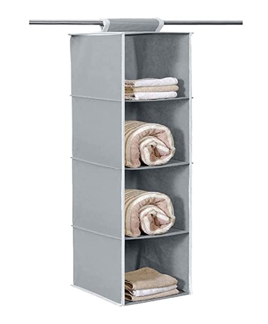 Home Store India Shubhkraft 4 Shelves Hanging Organiser For Wardrobe, Hanging Storage Organiser, Wardrobe Organizer For Storage,