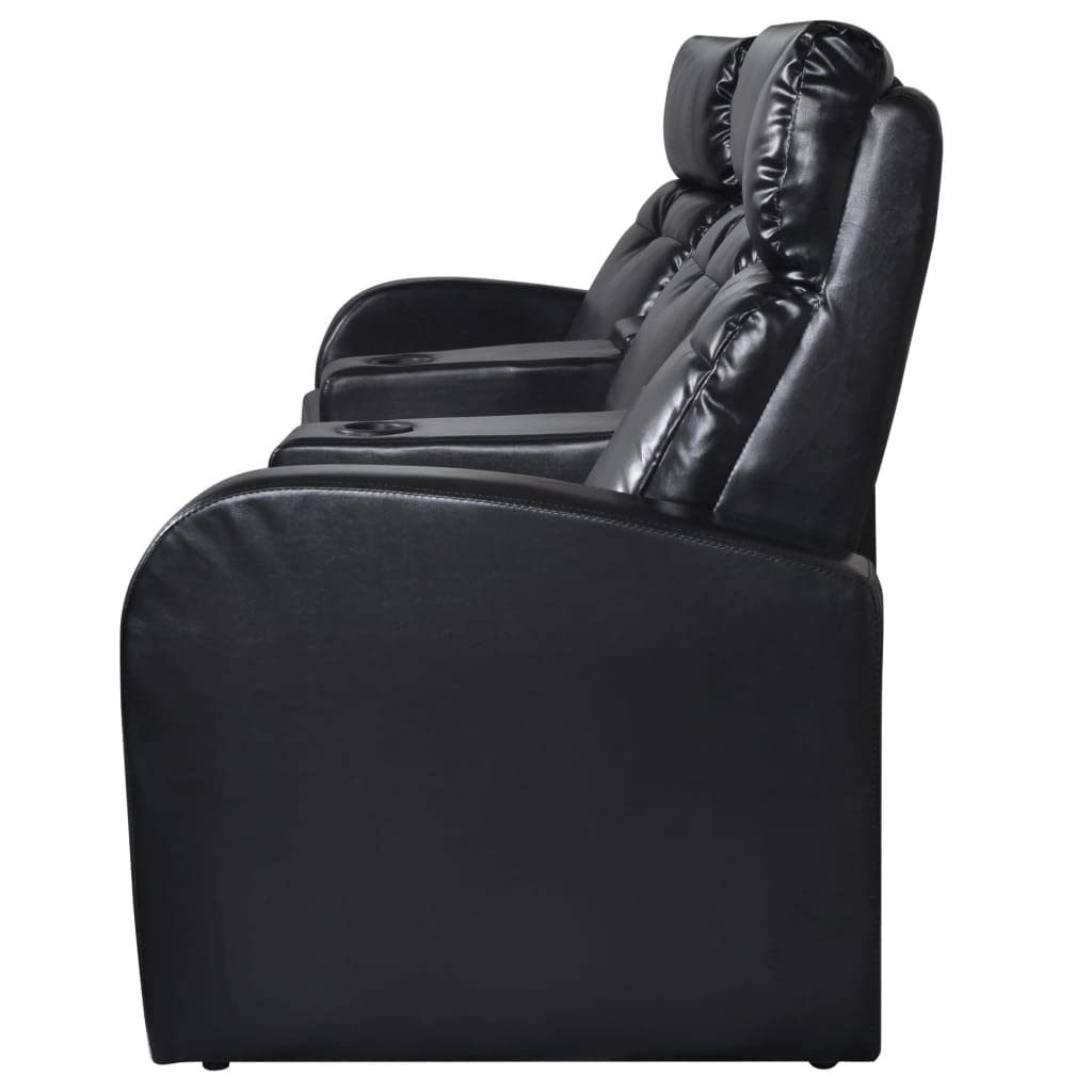 vidaXL Sofa, 3 Seat Recliner Sofa with Adjustable Backrest, Upholstered Reclining Sofa Home Theater Seating, Modern Style, Black Faux Leather