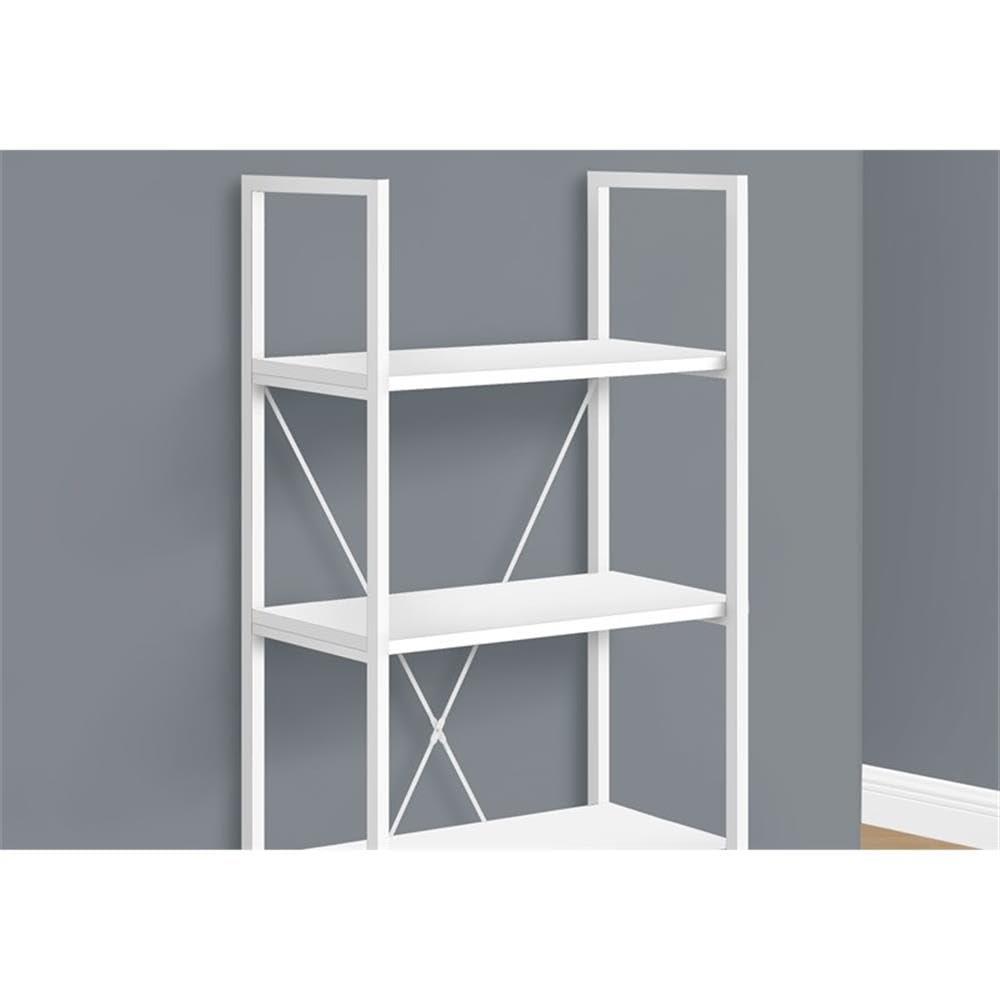 Monarch Specialties I 7801 Bookshelf, Bookcase, 4 Tier, 48&Quot; H, Office, Bedroom, Metal, Laminate, White, Contemporary, Modern
